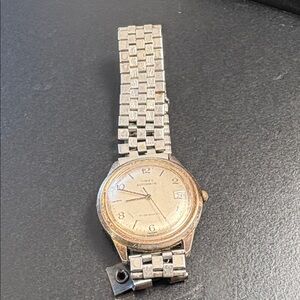 Vintage Timex Silver-Tone vMen's Automatic Watch with Link Bracelet